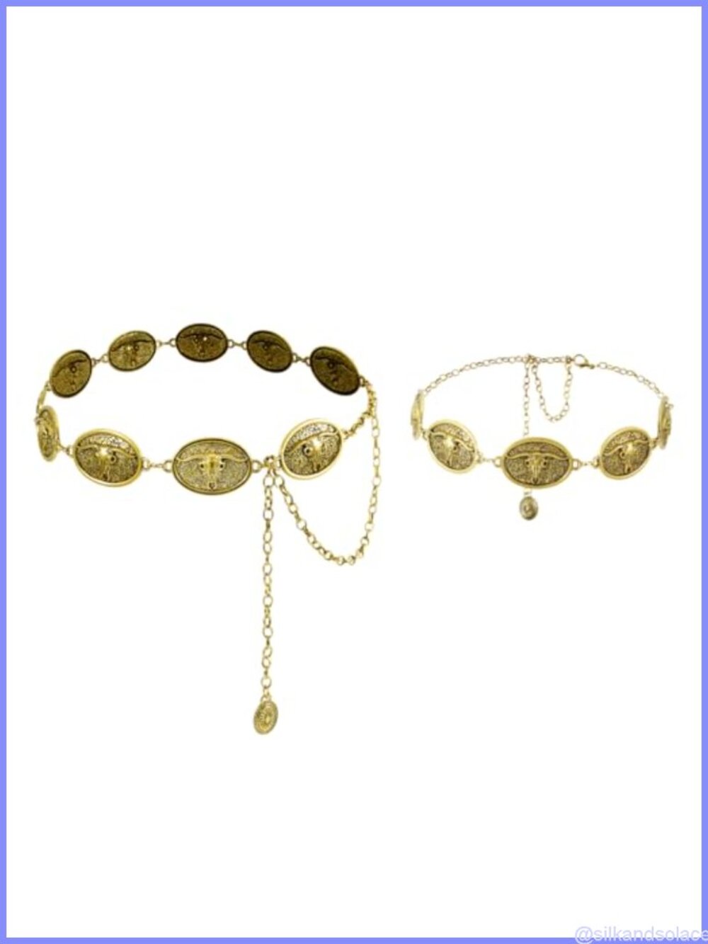 Western Chain Belt Set Alloy Hat Band Adjustable Rodeo Outfit Accessory